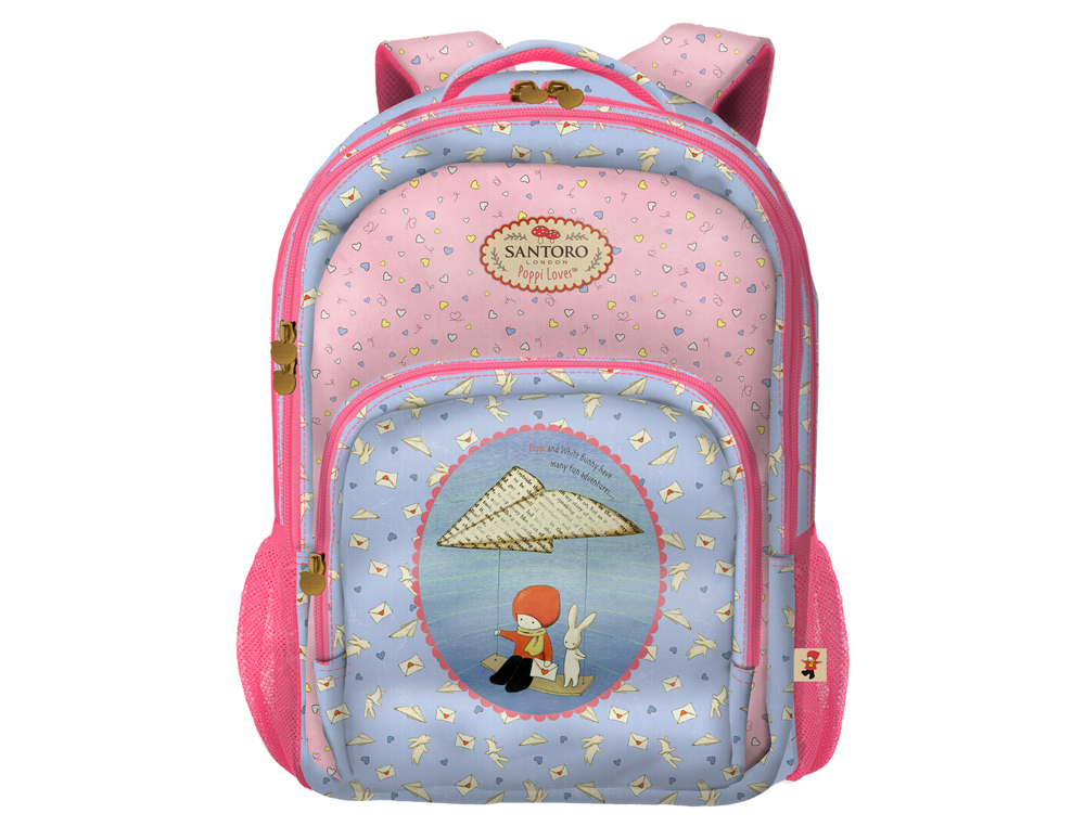 MOCHILA DOHE SANTORO POPPI LOVES ADAPTABLE A CARRO CON TRES COMPARTIMENTOS 310X160X420 MM
