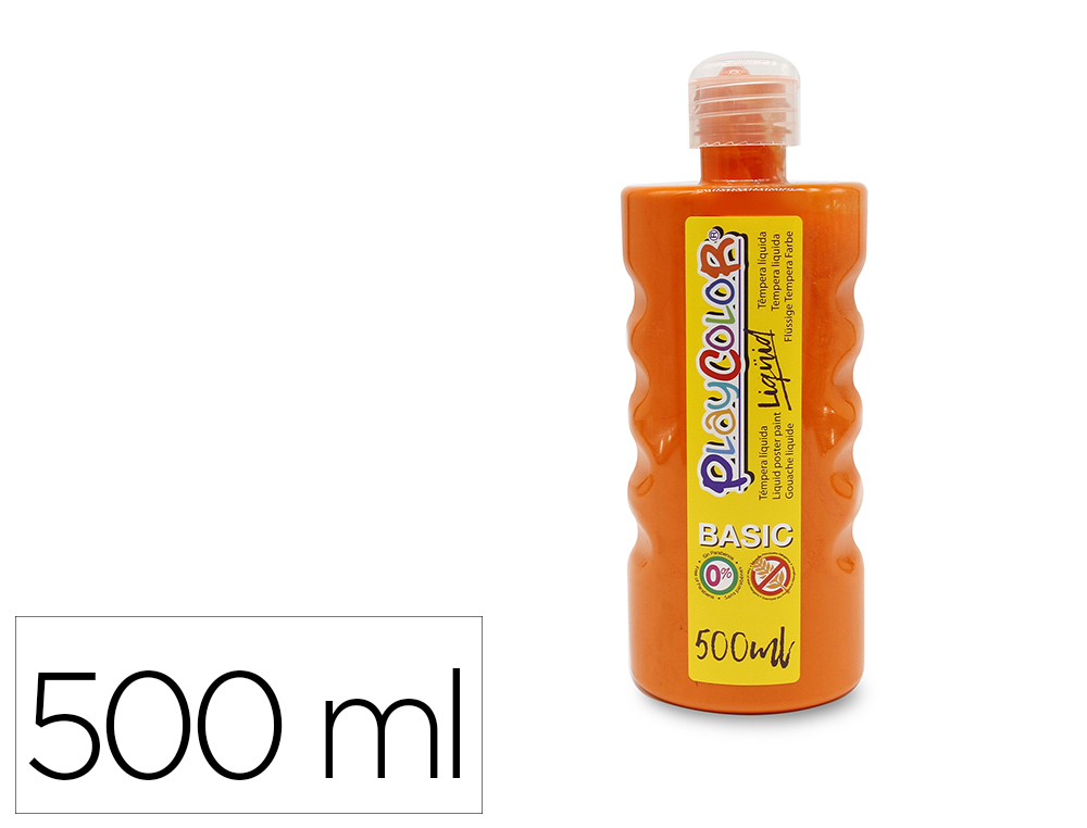 TEMPERA LIQUIDA PLAYCOLOR BASIC NARANJA BOTE DE 500 ML
