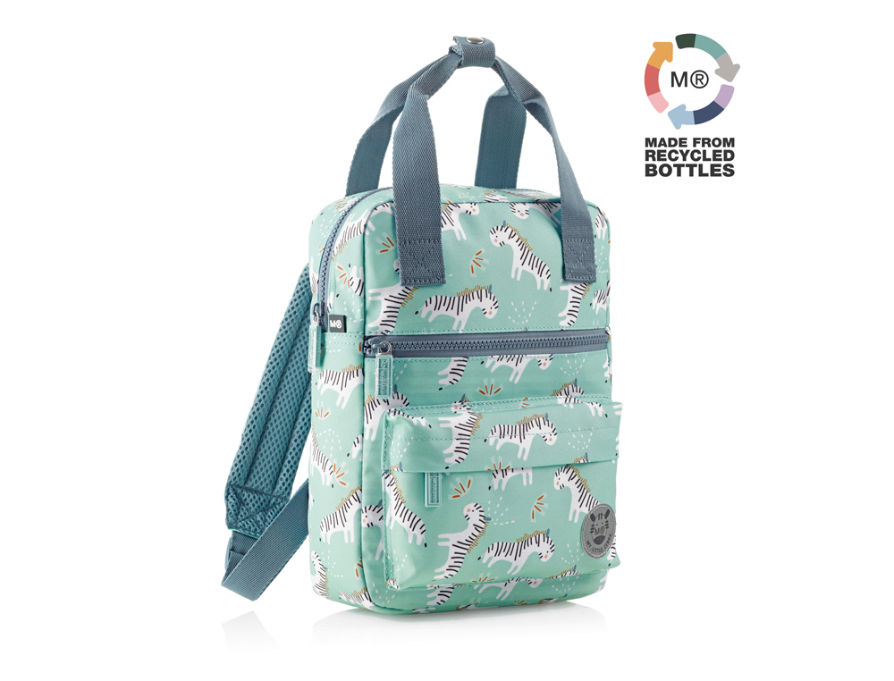 MOCHILA MIQUELRIUS MINI CUADRADA RECICLADA ZEBRA 300X220X80 MM