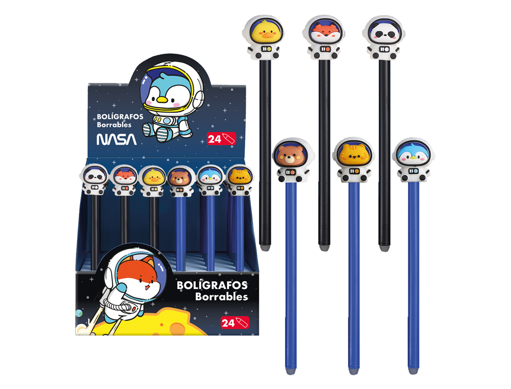 BOLIGRAFO BORRABLE DOHE TINTA AZUL PUNTA 1 MM NASA ASTRONAUTAS ANIMALES SURTIDOS