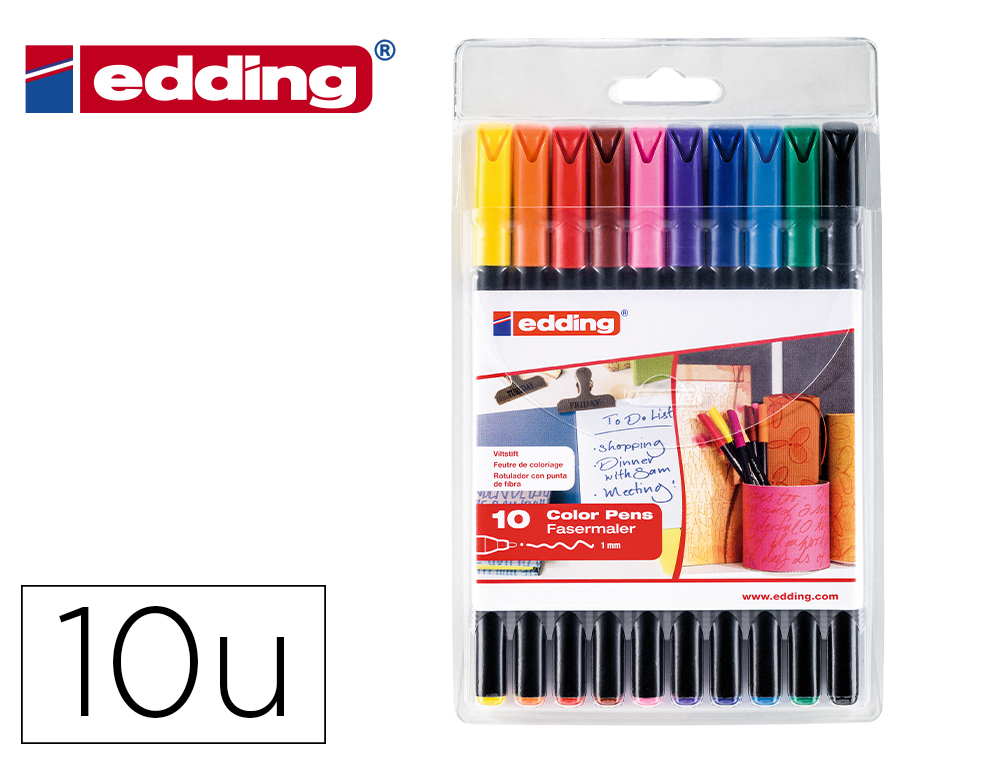 ROTULADOR EDDING PUNTA DE FIBRA 1200 ESTUCHE DE 8 UNIDADES COLORES SURTIDOS + 2 GRATIS