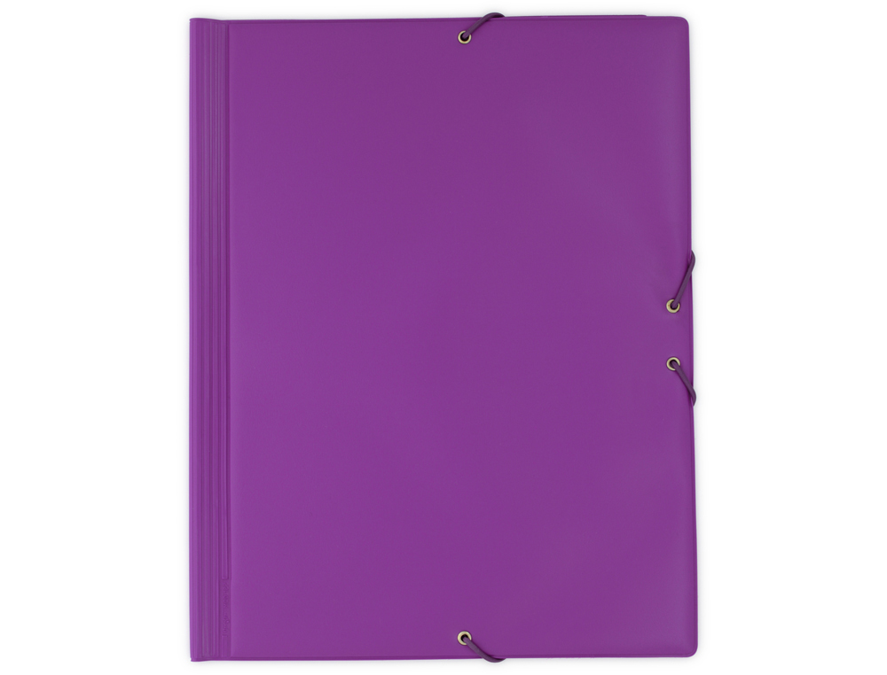 CARPETA GOMA GRAFOPLAS FOLIO FORRADA 3 SOLAPAS PVC VIOLETA