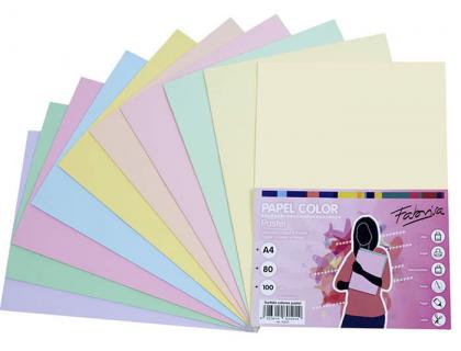 PAPEL COLOR FABRISA DIN A4 80G/M2 COLORES PASTEL SURTIDOS PAQUETE DE 100 HOJAS