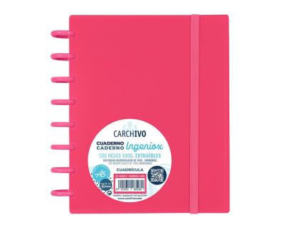 CUADERNO CARCHIVO INGENIOX DIN A5 100 HOJAS CUADRICULA ROJO INTENSE