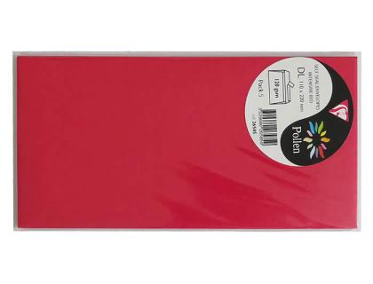SOBRE CLAIREFONTAINE POLLEN 110X220 MM ROJO GROSELLA PACK DE 5 UNIDADES