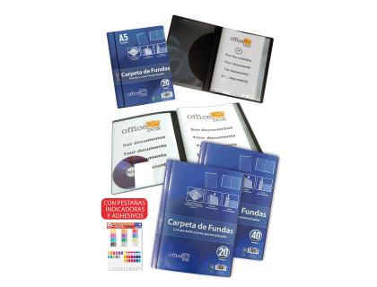 CARPETA OFFICE BOX ESCAPARATE 40 FUNDAS POLIPROPILENO DIN A4 LOMO Y PORTADA PERSONALIZABLE NEGRO