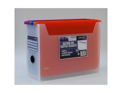 SOPORTE PARA CARPETAS COLGANTES OFFICE BOX DIN A4 CON 10 CARPETAS COLORES SURTIDOS