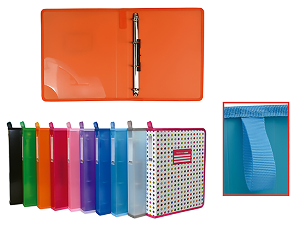CARPETA 4 ANILLAS DE 40 MM OFFICE BOX BORDE DE TELA COLORES LINE SURTIDOS