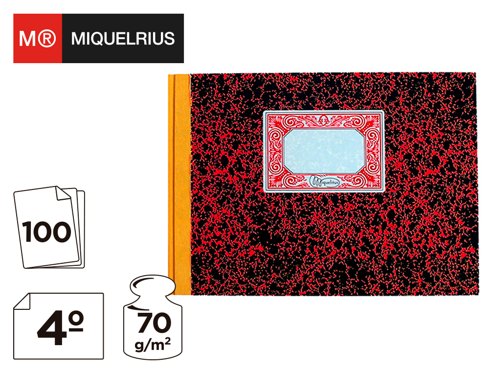 LIBRO MIQUELRIUS CARTONE 3086 CUARTO APAISADO 100 HOJAS CUENTAS CORRIENTES DEBE HABER Y SALDO