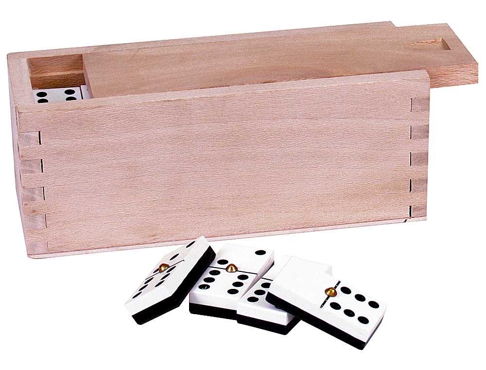DOMINO SENIOR CAJA MADERA TAMA ÑO DE LA FICHA 22X44MM