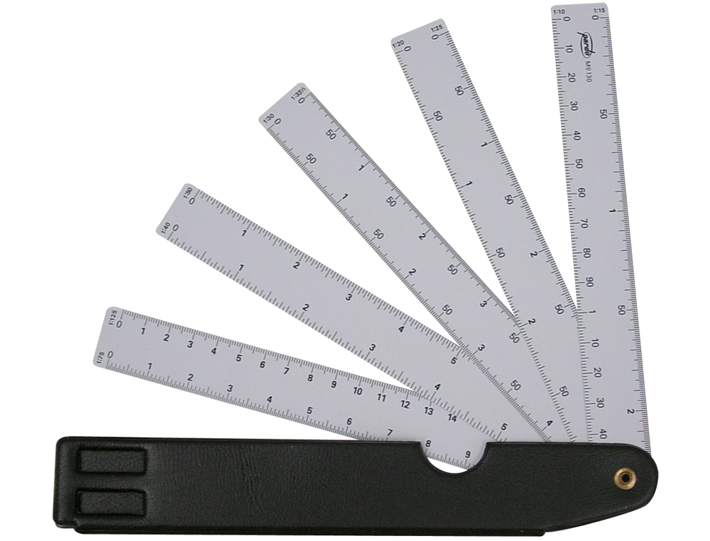 ESCALA PARDO ABANICO 10 ESCALAS 15 CM CON ESTUCHE SIMILPIEL