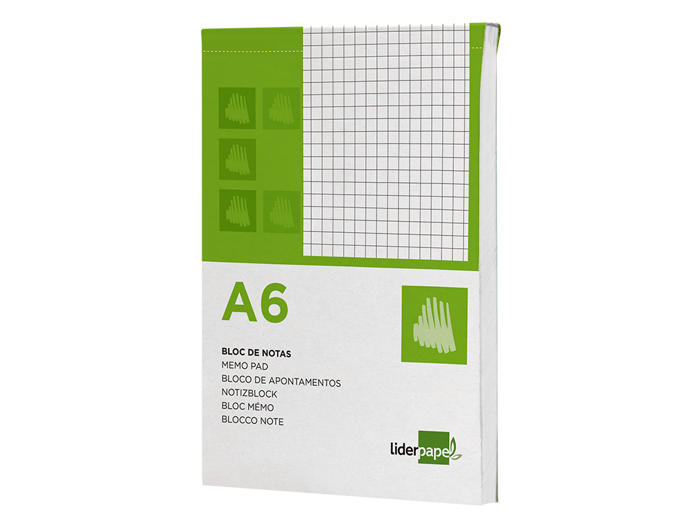 BLOC NOTAS LIDERPAPEL CUADRO 4MM A6 80 HOJAS 60G/M2 PERFORADO