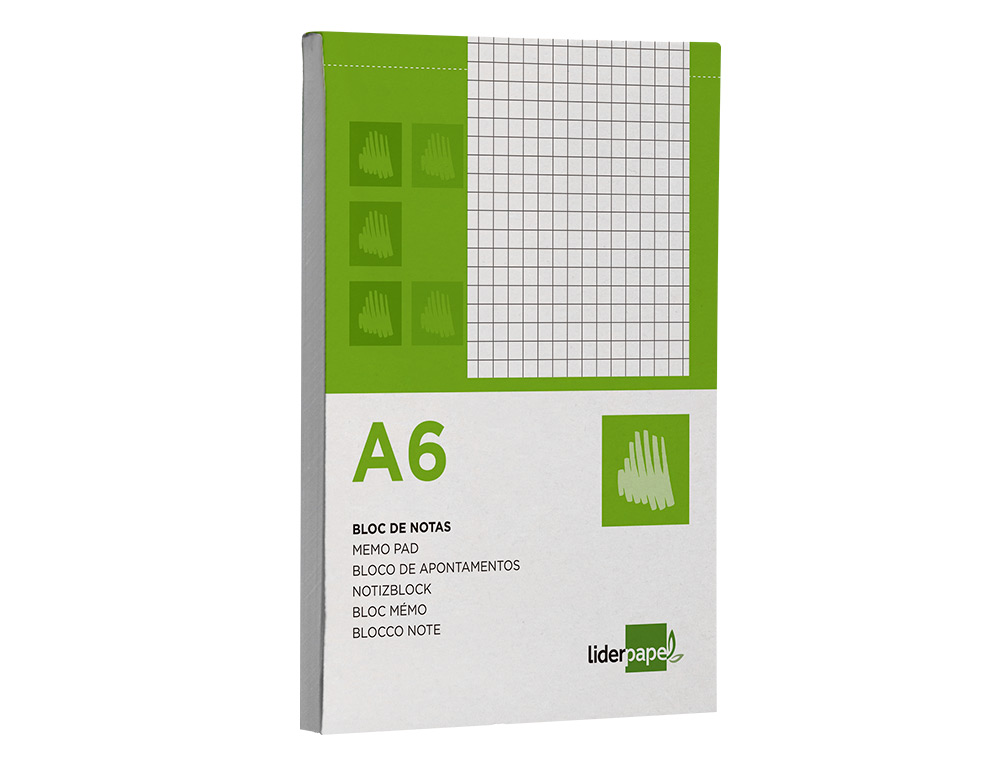 BLOC NOTAS LIDERPAPEL CUADRO 4MM A6 80 HOJAS 60G/M2 PERFORADO