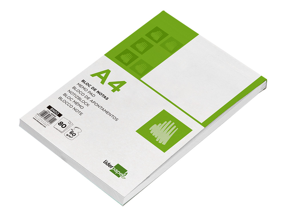 BLOC NOTAS LIDERPAPEL LISO A4 80 HOJAS 60G/M2
