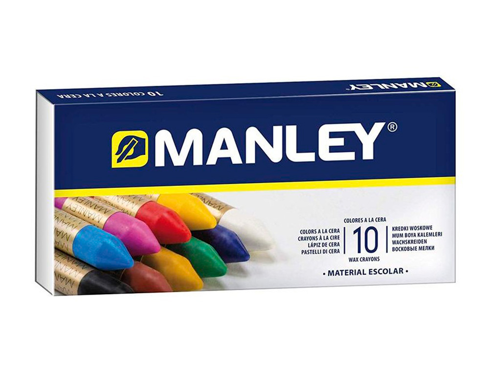 LAPICES CERA MANLEY CAJA DE 10 COLORES SURTIDOS