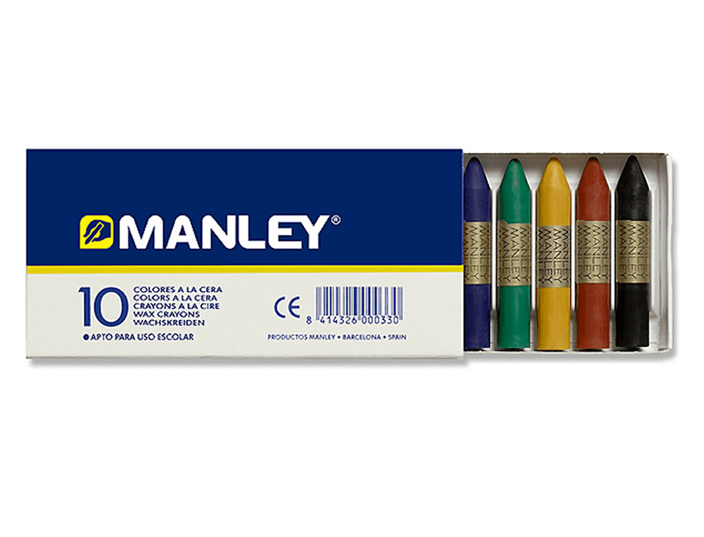 LAPICES CERA MANLEY CAJA DE 10 COLORES SURTIDOS