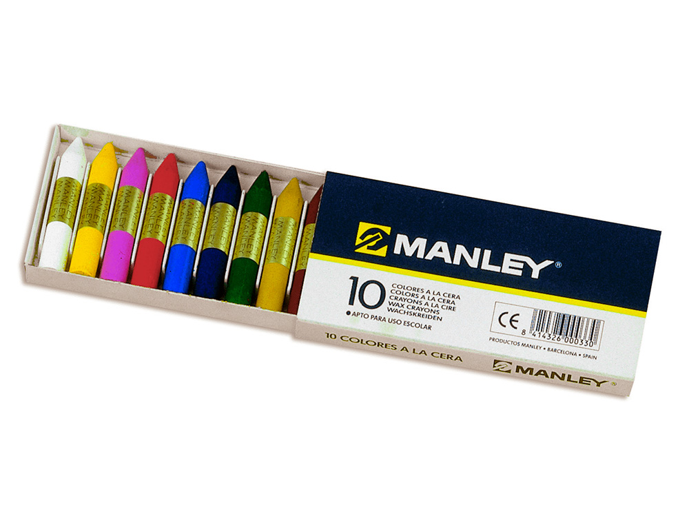 LAPICES CERA MANLEY CAJA DE 10 COLORES SURTIDOS