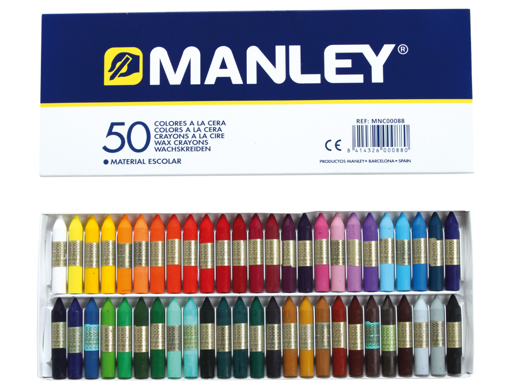 LAPICES CERA MANLEY CAJA DE 50 COLORES SURTIDOS