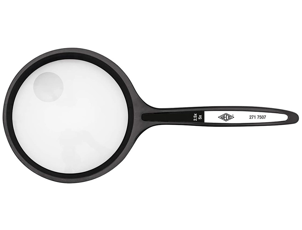 LUPA Q-CONNECT CRISTAL BIFOCAL 75 MM MANGO CURVO