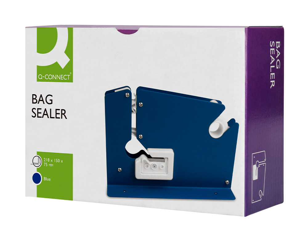 MAQUINA CIERRA BOLSA Q-CONNECT METALICA PINTADA COLOR AZUL