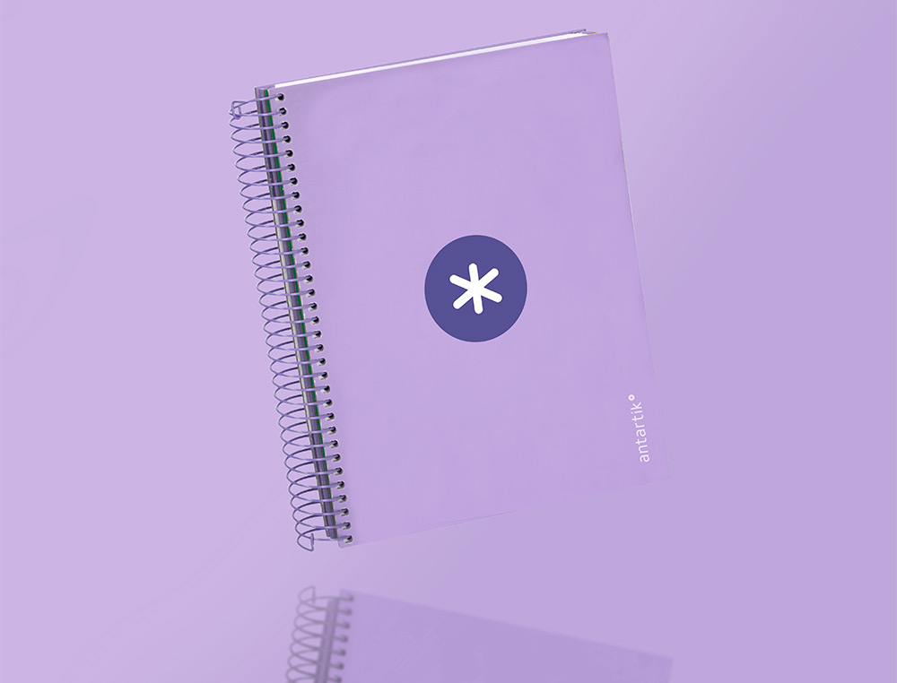 CUADERNO ESPIRAL A5 MICRO ANTARTIK TAPA FORRADA120H 90 GR CUADRO 5MM 5 BANDA 6 TALADROS COLOR LAVANDA