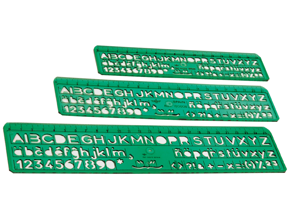 NORMOGRAFO ESCOLAR DOMINGO FERRER 6/8/10 MM PLASTICO VERDE JUEGO DE 3 UNIDADES