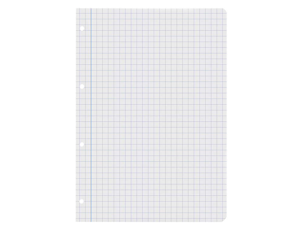 RECAMBIO LIDERPAPEL A4 100 HOJAS 60G/M2 CUADRO 8MM CON MARGEN 4 TALADROS