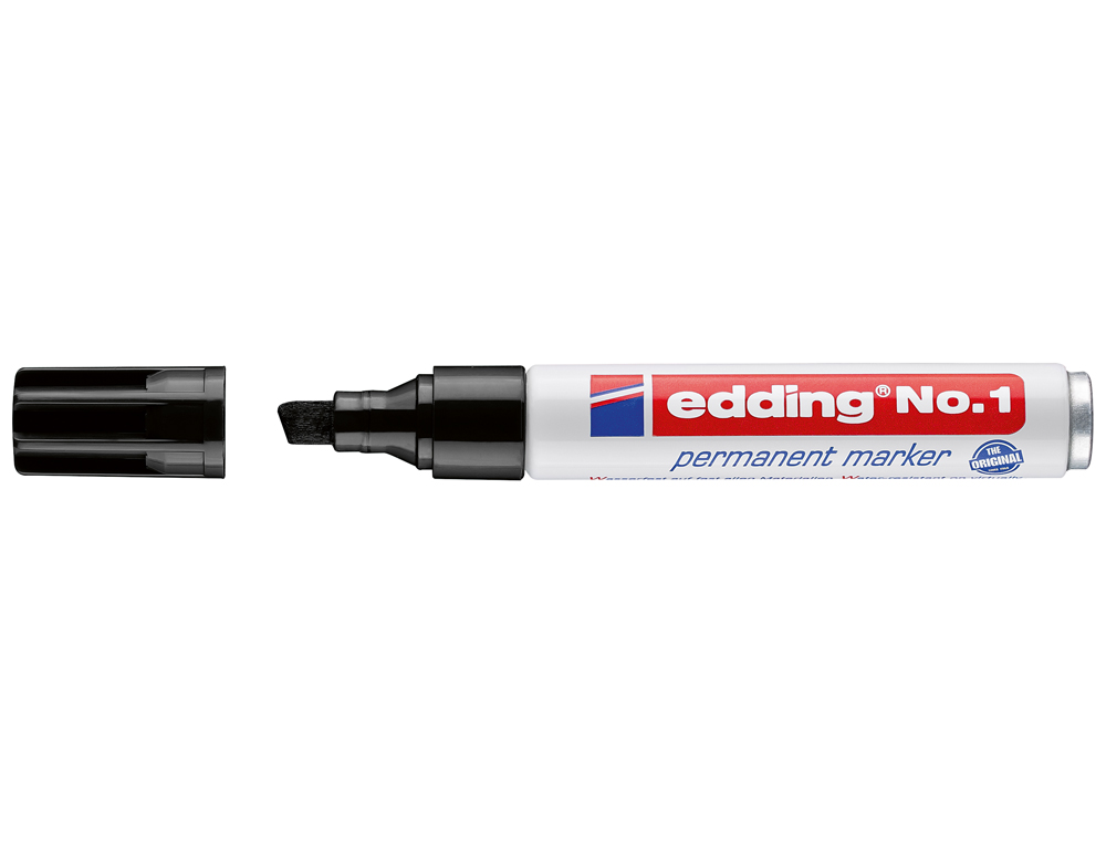 ROTULADOR EDDING MARCADOR PERMANENTE 1 NEGRO PUNTA BISELADA 5 MM RECARGABLE