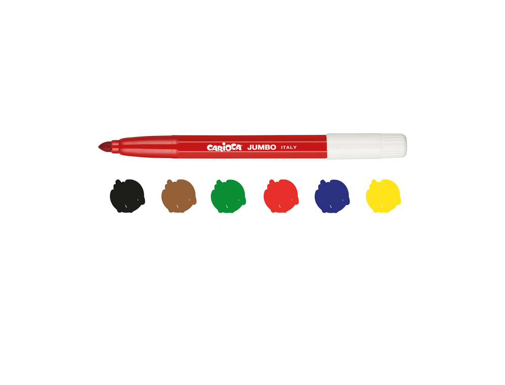 ROTULADOR CARIOCA JUMBO PUNTA GRUESA ESTUCHE DE 6 UNIDADES COLORES SURTIDOS