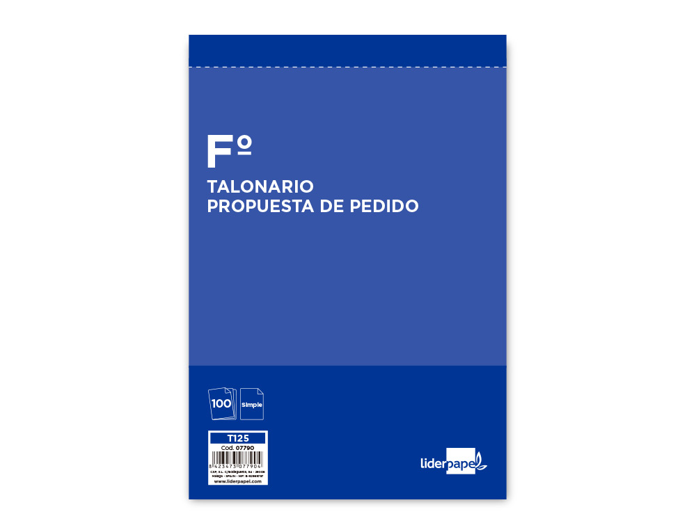 TALONARIO LIDERPAPEL PEDIDOS FOLIO ORIGINAL 125