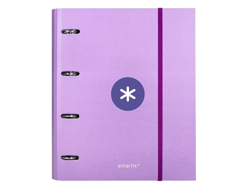 CARPETA CON RECAMBIO ANTARTIK A4 CUADRO 5MM FORRADA 4 ANILLAS 40MM REDONDAS CON SOLAPA COLOR LAVANDA