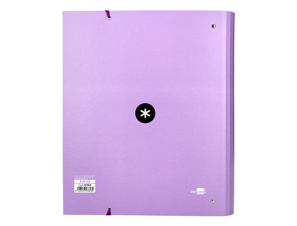 CARPETA CON RECAMBIO ANTARTIK A4 CUADRO 5MM FORRADA 4 ANILLAS 40MM REDONDAS CON SOLAPA COLOR LAVANDA