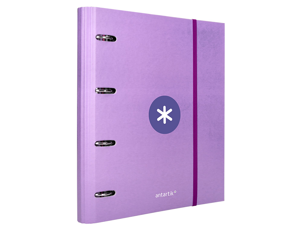 CARPETA CON RECAMBIO ANTARTIK A4 CUADRO 5MM FORRADA 4 ANILLAS 40MM REDONDAS CON SOLAPA COLOR LAVANDA