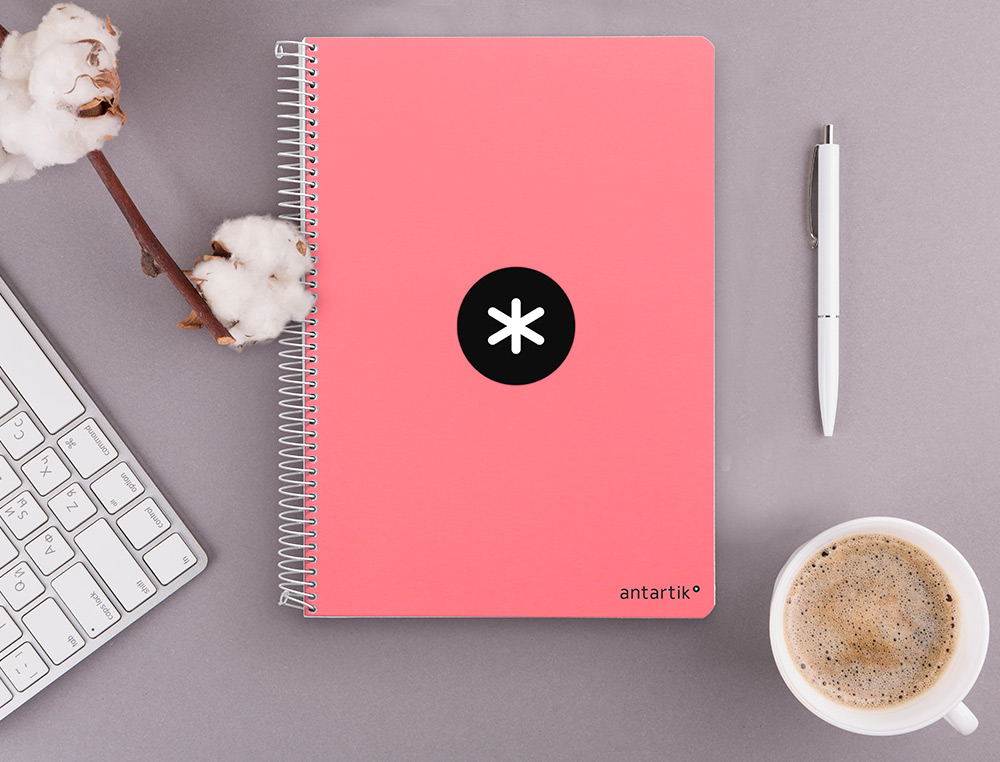 CUADERNO ESPIRAL ANTARTIK A4 MICRO TAPA DURA 80 H 100 GR CUADRO 5MM SIN BANDAS 4 TALADROS COLOR CORAL