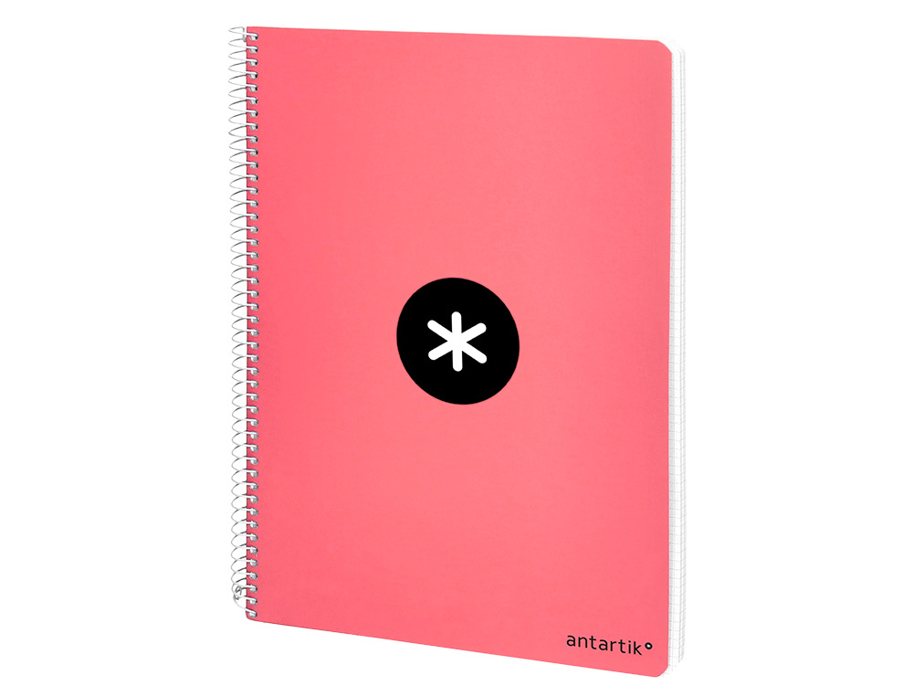 CUADERNO ESPIRAL ANTARTIK A4 MICRO TAPA DURA 80 H 100 GR CUADRO 5MM SIN BANDAS 4 TALADROS COLOR CORAL