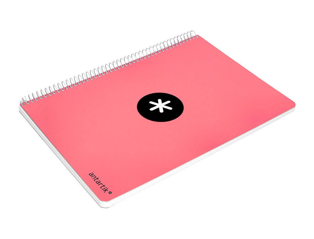CUADERNO ESPIRAL ANTARTIK A4 MICRO TAPA DURA 80 H 100 GR CUADRO 5MM SIN BANDAS 4 TALADROS COLOR CORAL