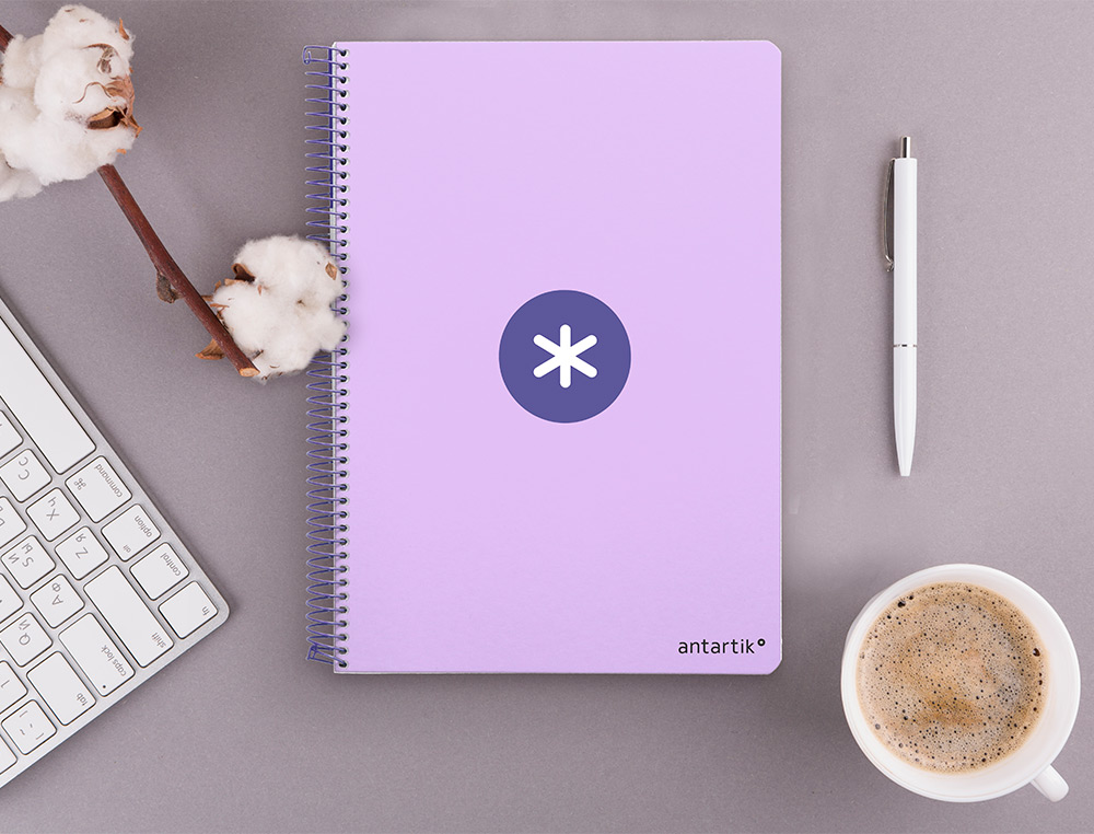 CUADERNO ESPIRAL ANTARTIK A4 MICRO TAPA DURA 80H 100 GR CUADRO 5 MM SIN BANDAS 4 TALADROS COLOR LAVANDA
