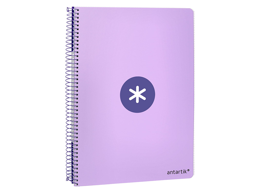 CUADERNO ESPIRAL ANTARTIK A4 MICRO TAPA DURA 80H 100 GR CUADRO 5 MM SIN BANDAS 4 TALADROS COLOR LAVANDA