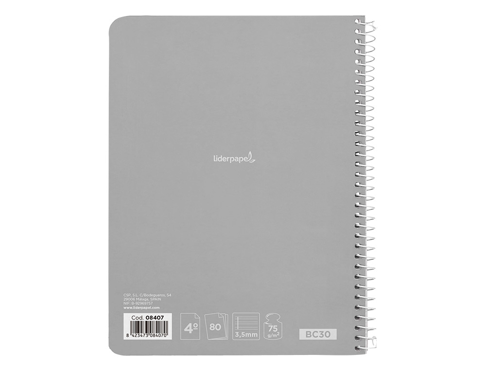 CUADERNO ESPIRAL LIDERPAPEL CUARTO WITTY TAPA DURA 80H 75GR PAUTA ANCHA 3,5MM CON MARGEN COLORES SURTIDOS