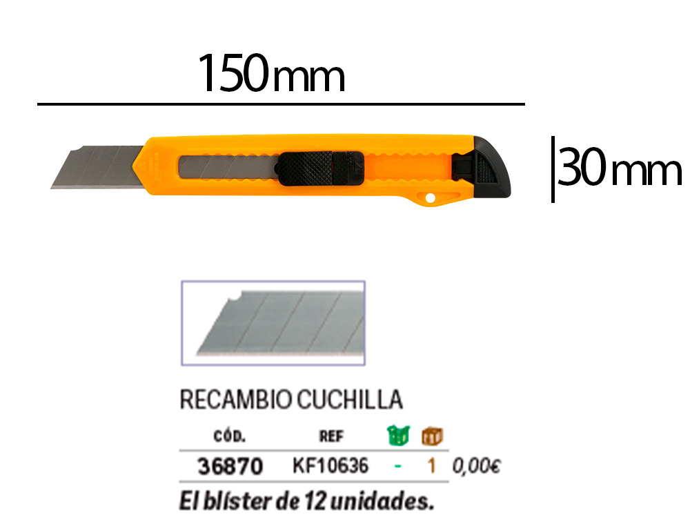 CUTER Q-CONNECT PLASTICO ANCHO CUCHILLA 18 MM XD-11 BLISTER 1 UNIDAD