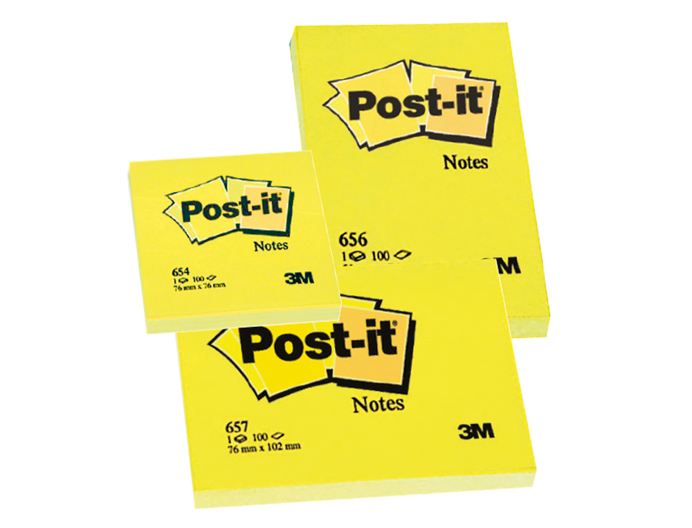 BLOC DE NOTAS ADHESIVAS QUITA Y PON POST-IT 76X127 MM CON 100 HOJAS 655