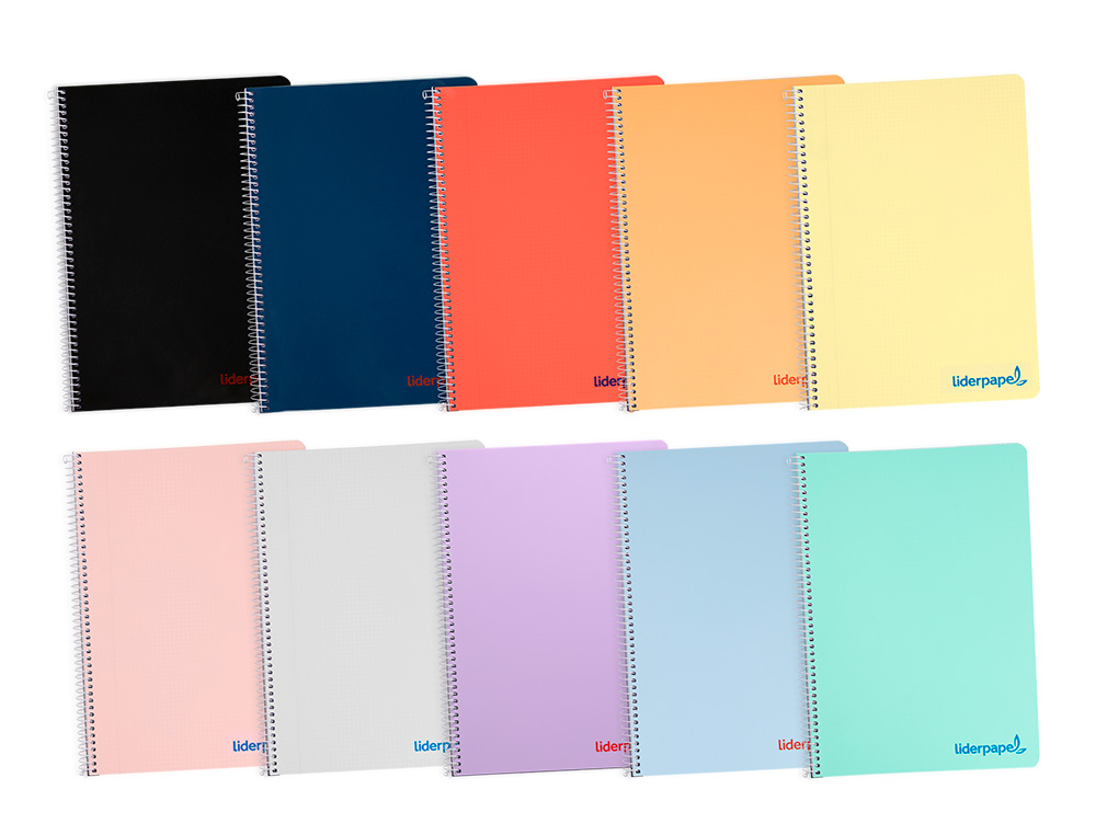 CUADERNO ESPIRAL LIDERPAPEL A4 WONDER TAPA PLASTICO 80H 90GR RAYADO HORIZONTAL CON MARGEN COLORES SURTIDOS