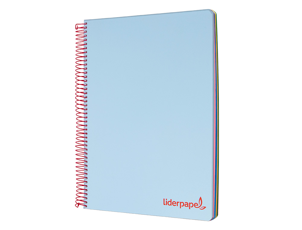 CUADERNO ESPIRAL LIDERPAPEL A4 MICRO WONDER TAPA PLASTICO 120H 90GR CUADRO 5MM 5 BANDA 4 TALADROS COLOR CELESTE