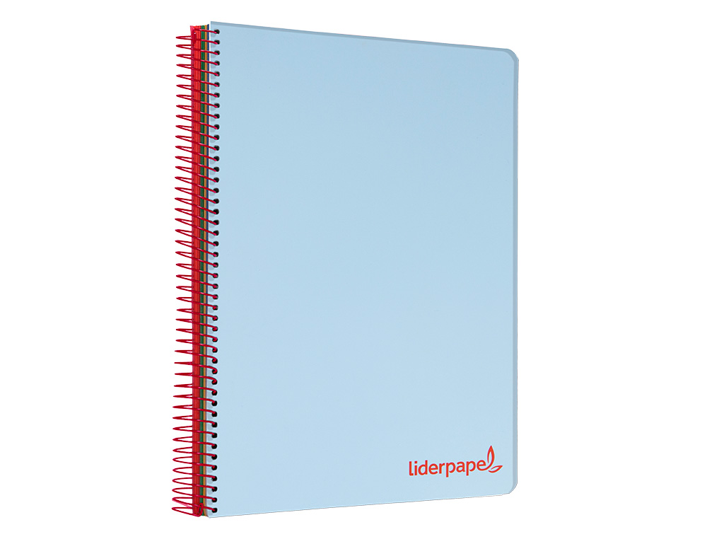 CUADERNO ESPIRAL LIDERPAPEL A4 MICRO WONDER TAPA PLASTICO 120H 90GR CUADRO 5MM 5 BANDA 4 TALADROS COLOR CELESTE