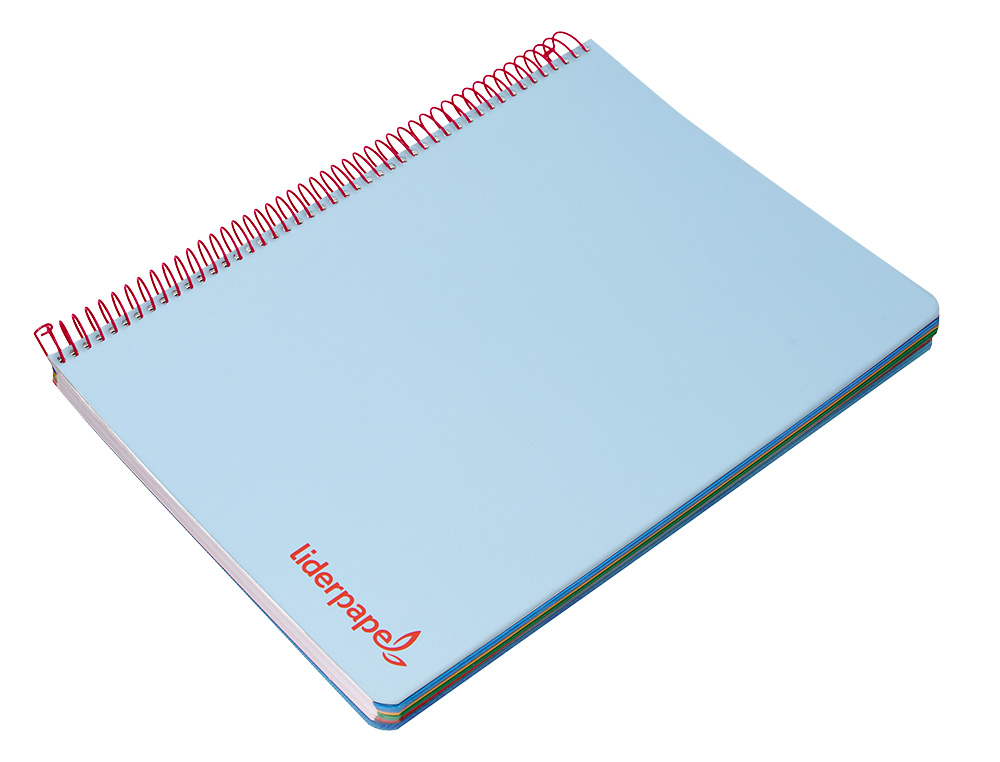 CUADERNO ESPIRAL LIDERPAPEL A4 MICRO WONDER TAPA PLASTICO 120H 90GR CUADRO 5MM 5 BANDA 4 TALADROS COLOR CELESTE