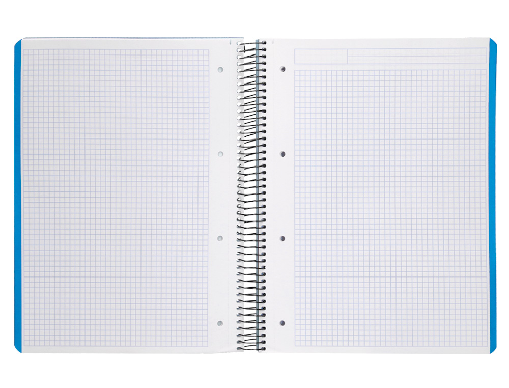 CUADERNO ESPIRAL LIDERPAPEL A4 MICRO WONDER TAPA PLASTICO 120H 90GR CUADRO 5MM 5 BANDA 4 TALADROS COLOR CELESTE