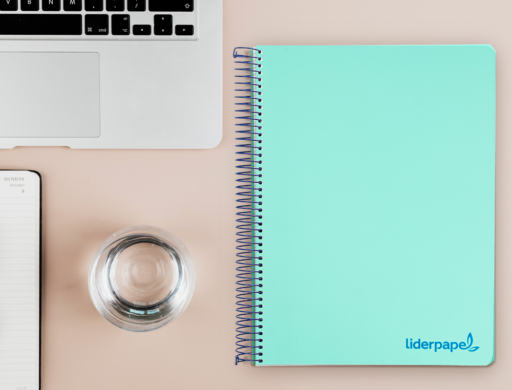 CUADERNO ESPIRAL LIDERPAPEL A4 MICRO WONDER TAPA PLASTICO 120H 90GR CUADRO 5MM 5 BANDA 4 TALADRO COLOR VERDE TURQUESA