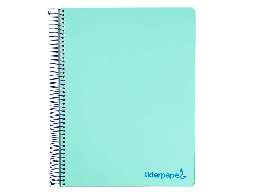 CUADERNO ESPIRAL LIDERPAPEL A4 MICRO WONDER TAPA PLASTICO 120H 90GR CUADRO 5MM 5 BANDA 4 TALADRO COLOR VERDE TURQUESA
