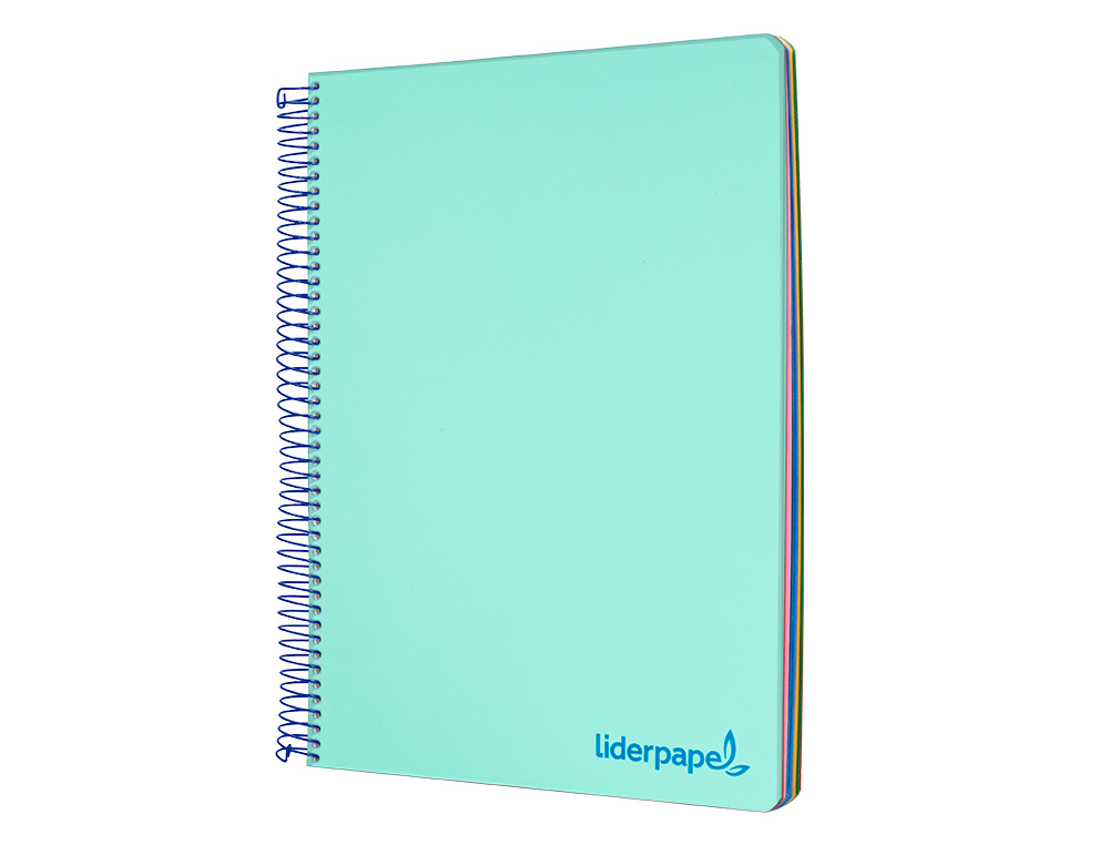 CUADERNO ESPIRAL LIDERPAPEL A4 MICRO WONDER TAPA PLASTICO 120H 90GR CUADRO 5MM 5 BANDA 4 TALADRO COLOR VERDE TURQUESA