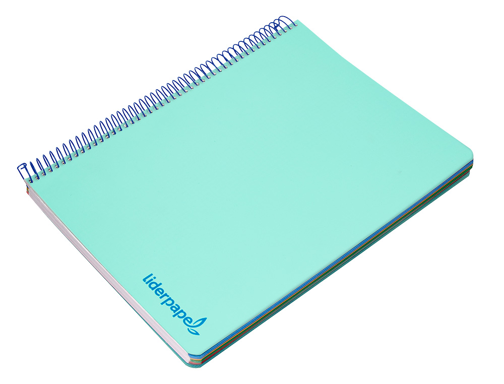 CUADERNO ESPIRAL LIDERPAPEL A4 MICRO WONDER TAPA PLASTICO 120H 90GR CUADRO 5MM 5 BANDA 4 TALADRO COLOR VERDE TURQUESA